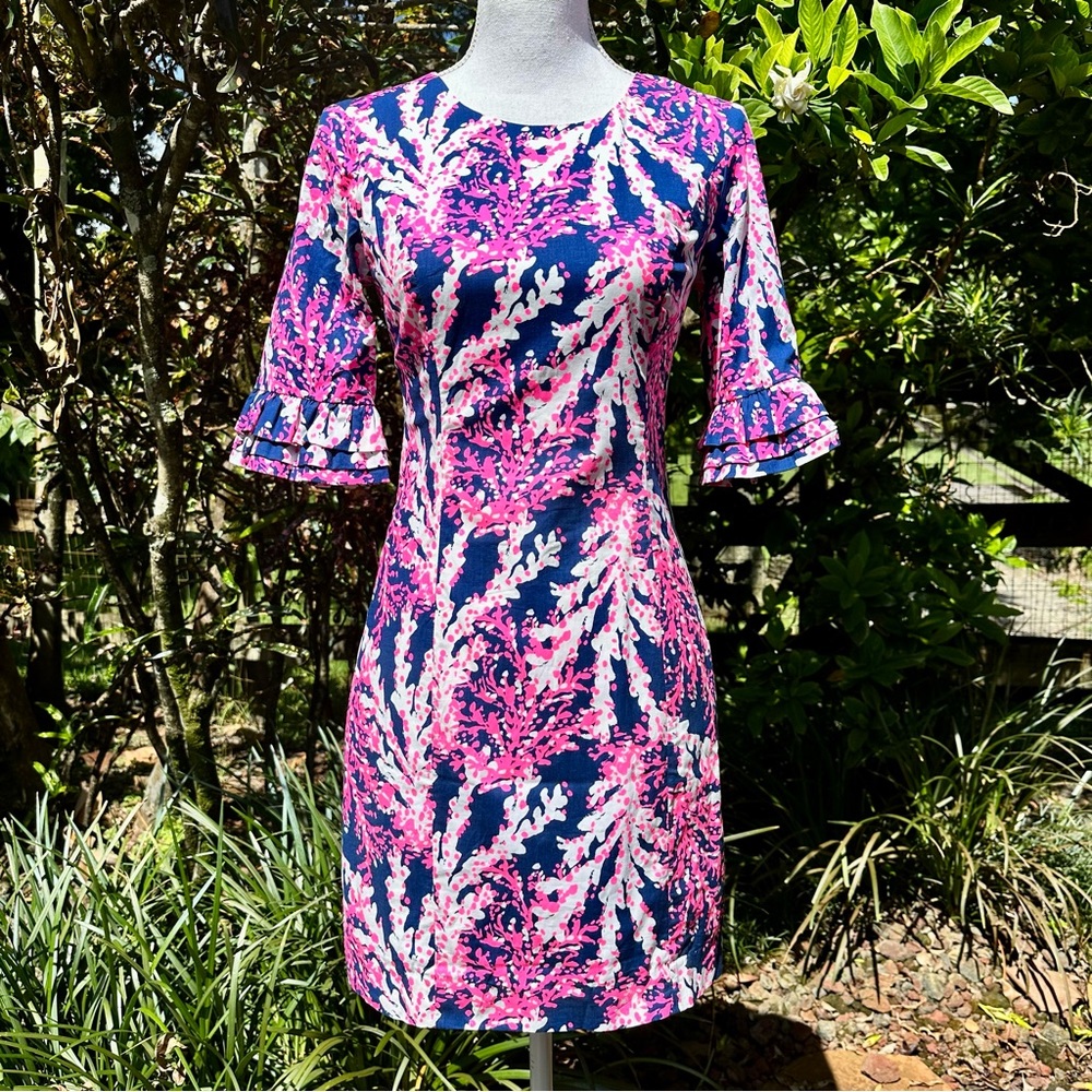 Lilly Pulitzer Fiesta Stretch Dress Nauti Navy Beyond The Sea Print